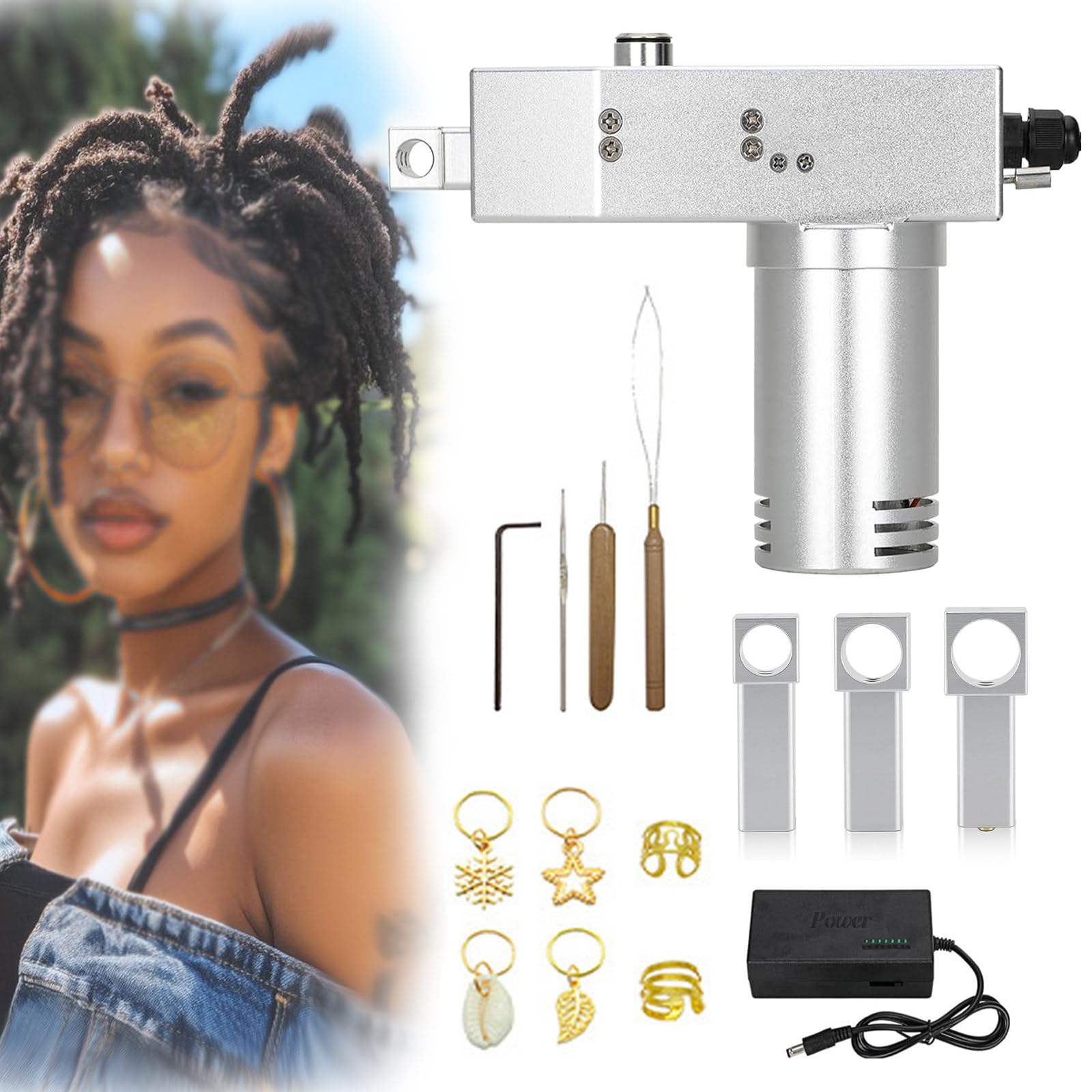 Ruodatonly Multicolor Dreadlock Machine For Locs Electric, Instant Loc Machine For Handheld Portable Dreadlock Maker, Dreadlock Machine For Locs Can Faster And Easier Diy Dreadlocks With 3 Tube Heads