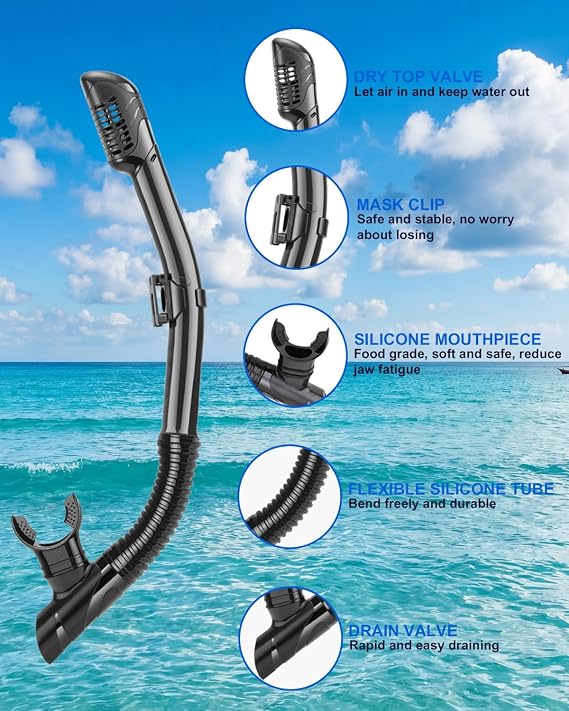 Snorkeling Gear for Adults Kids,Anti-Fog & UV Waterproof Snorkel Mask Set