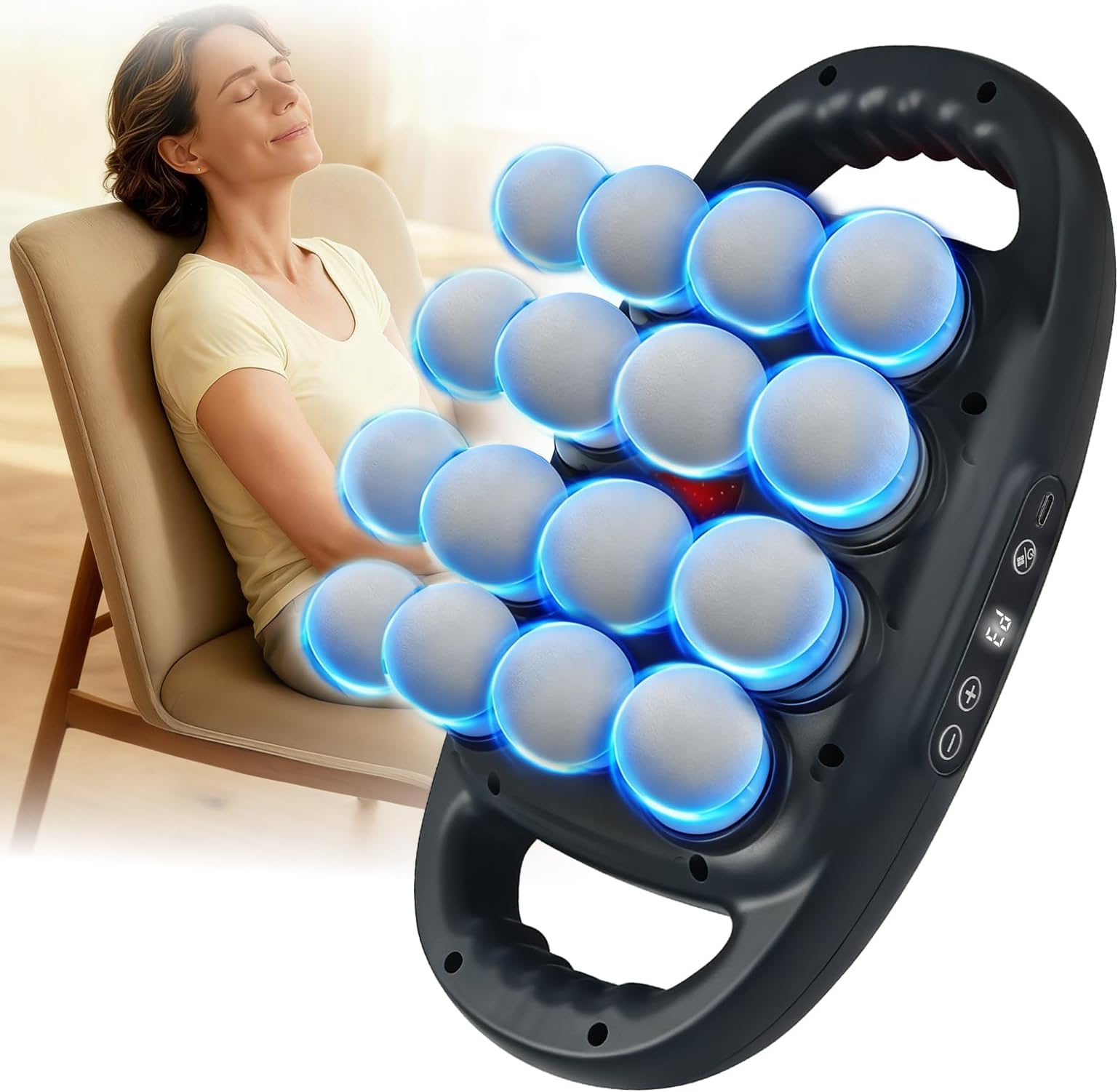 16 Head Massage Gun, Deep Tissue Percussion Massager with 99 Intensity Levels for Neck, Back, Shoulders, Legs Pain Relief & Recovery