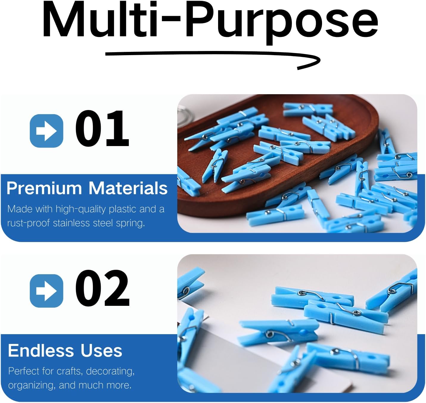 50PCS mini clothespins for Photos Clothes pins for Baby Shower Games and Decorations Plastic Blue Small Clothes pin for Girl (MINI Blue 50)