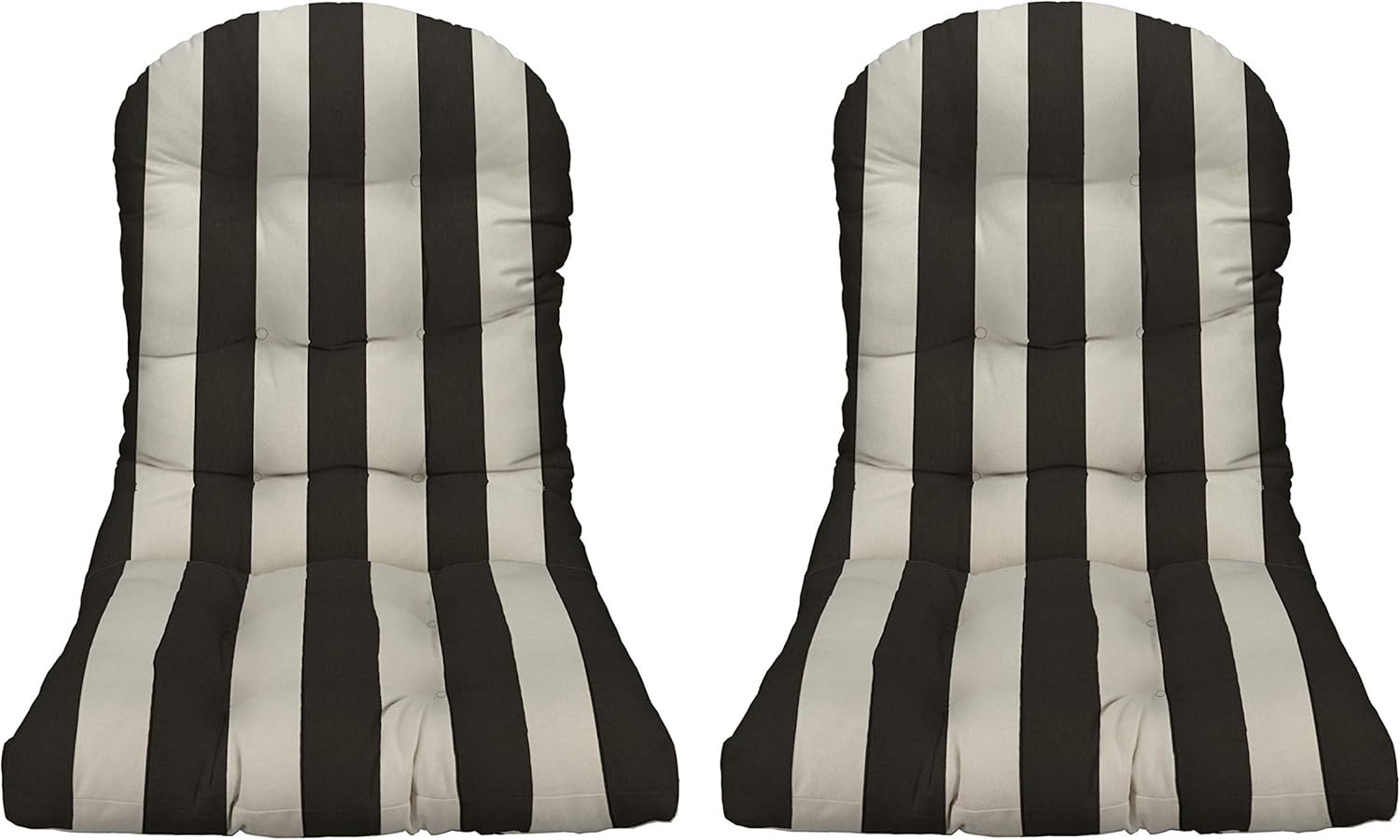 RSH Decor: Tufted Adirondack Chair Cushion Set of 2 | 42.5" x 21" | All-Weather Spun Fabric | Water and Fade-Resistant | Outdoor Cushions for Patio Furniture | Black & White Stripe