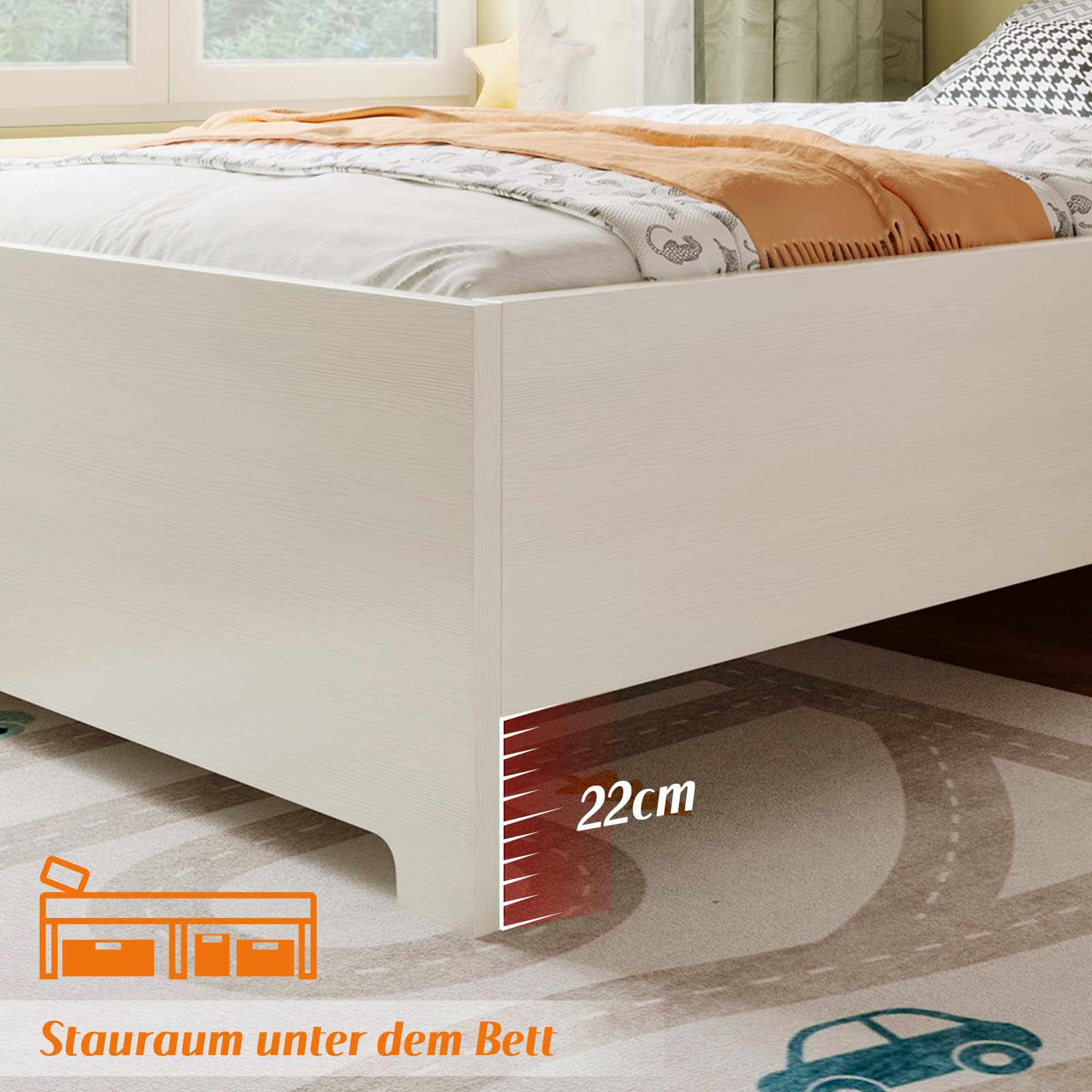 Etagenbett Kinderbett 90x200 Holz mit Schreibtisch & Kleiderschrank für Kinder & Jugendliche - Hochbett Hausform mit unterem Bett 140x200