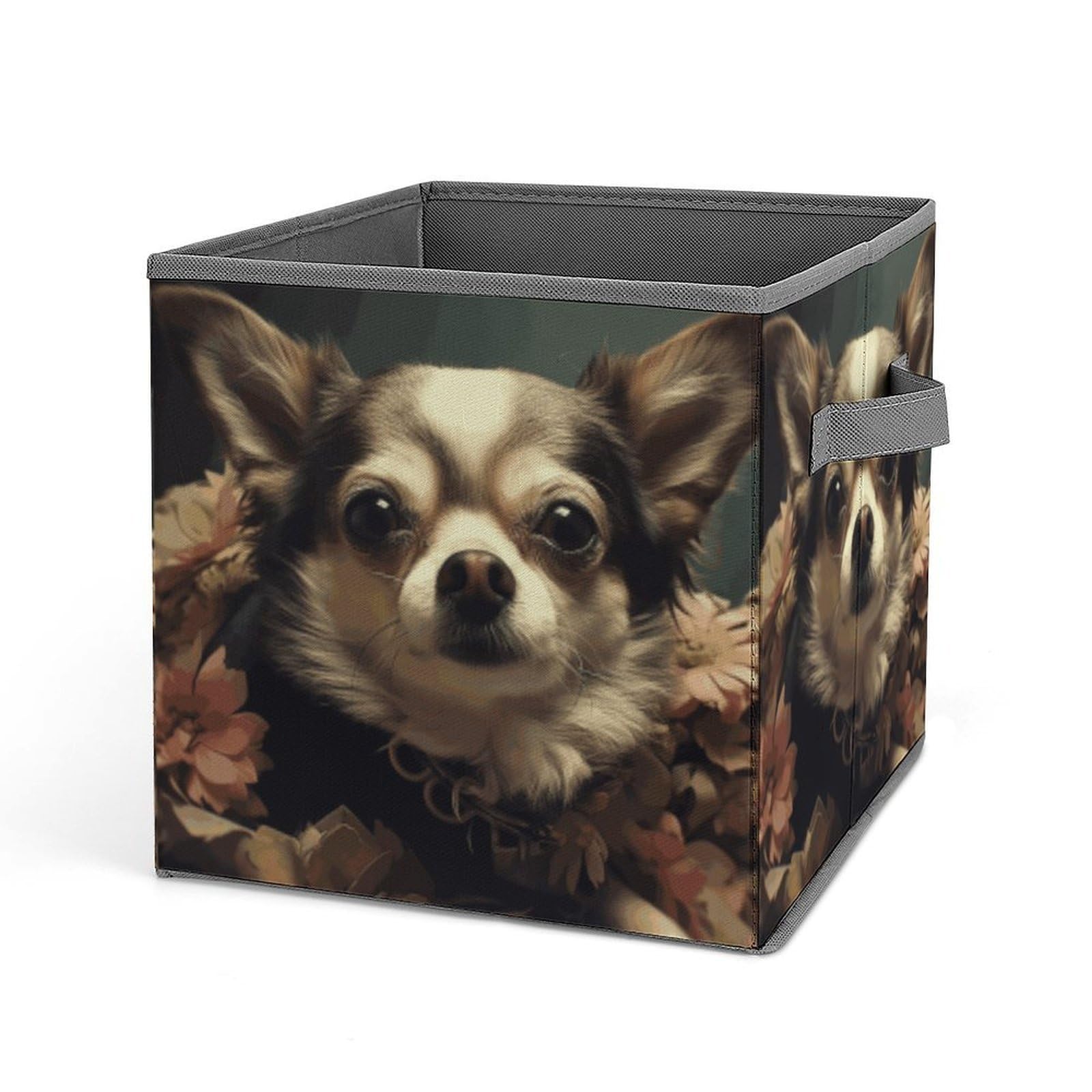 MUSM Chiwawa Foldable Storage Box Collapsible Fabric Organizer Large Capacity Folding Storage Bins with Handles for Home Bedroom Closet 10.6 X 10.6 X 10.6 Inches