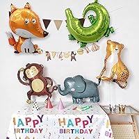 Vista 11 de 9 Pcs Zebra Elephant Jungle Safari Balloons Foil Helium Monkey Lion Zebra Giraffe Leopard Crocodile Bee Fox Shaped Animal Balloons for Wildlife