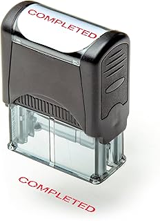 Self Inking Rubber Stamp, Refillable Red Ink Preinstalled - 1.4" x 0.51" X (35 x 8mm) (Completed)