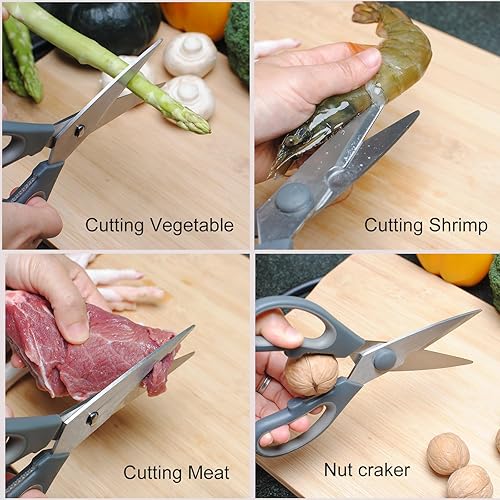 Miniatura 6 de Tijeras de cocina de alta resistencia, aptas para lavavajillas, tijeras de cocina multiusos, tijeras de cocina para cortar carne, verduras y pescados