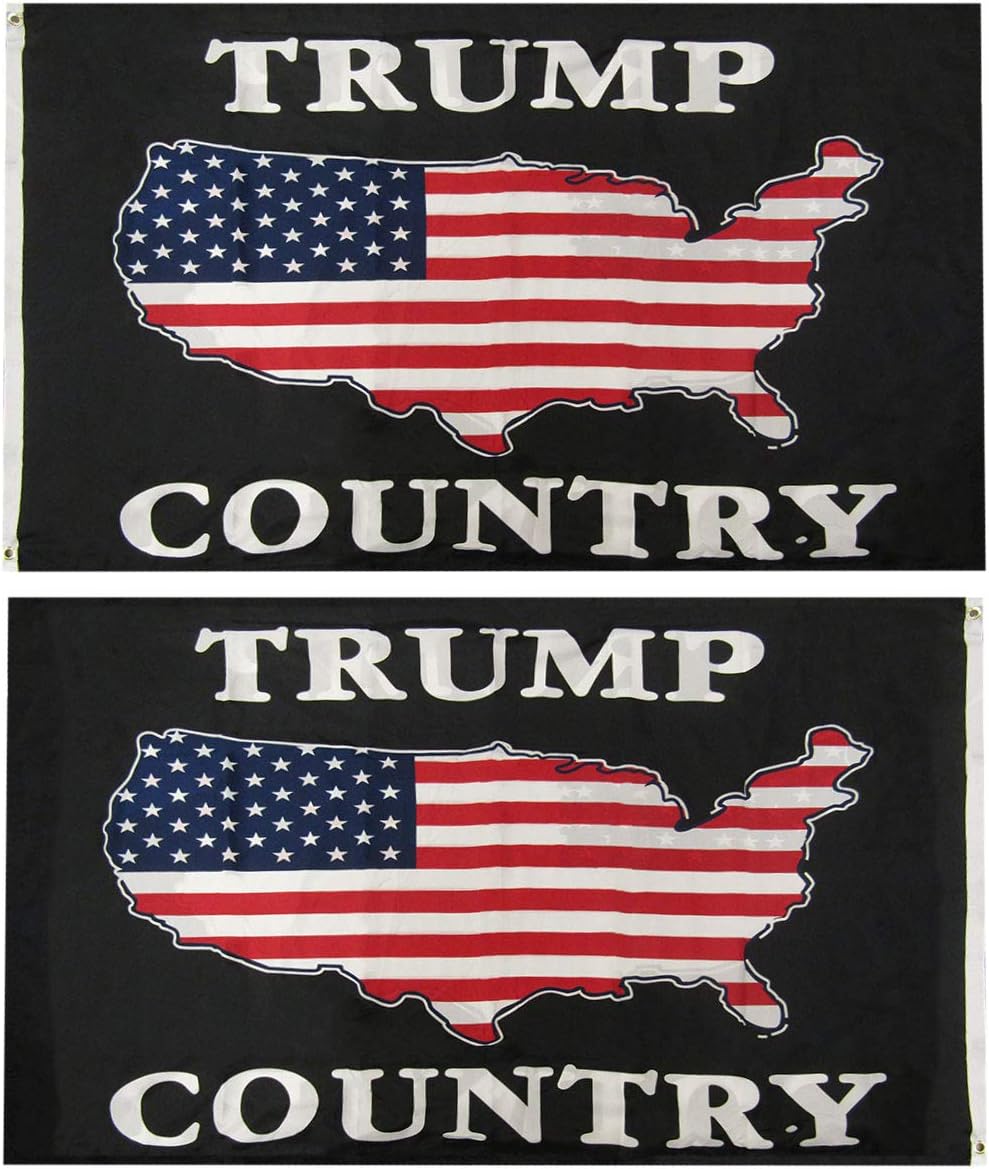 Trump Country Black Premium Quality Heavy Duty Double Sided 100D Woven Poly Nylon Flag 3x5 3'x5' Banner Grommets (RUF)
