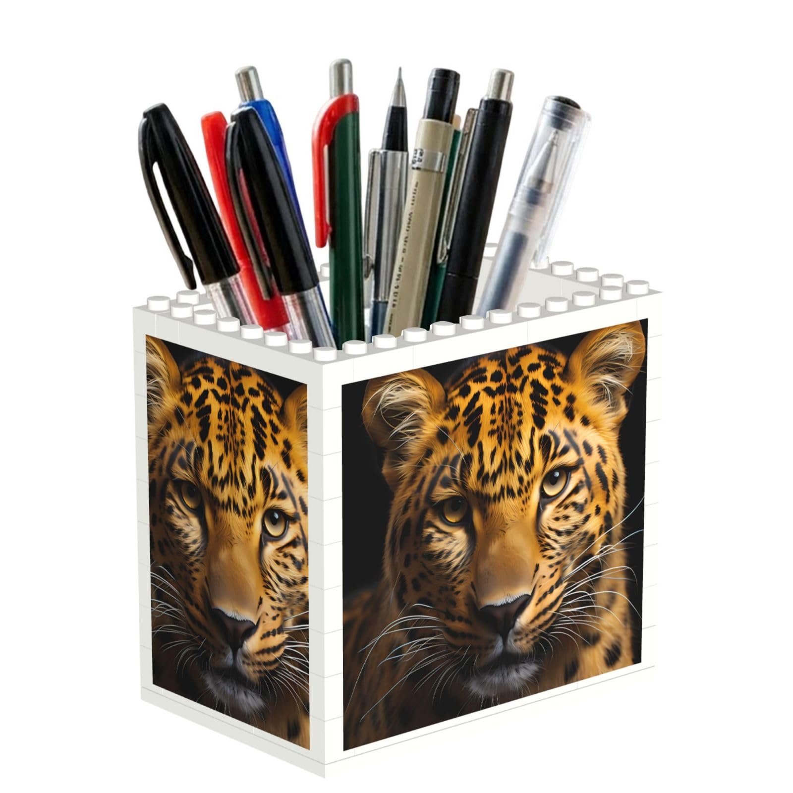 SXZVVBN The deep-eyed leopard Building Block Desk Tidy ABS Organiser