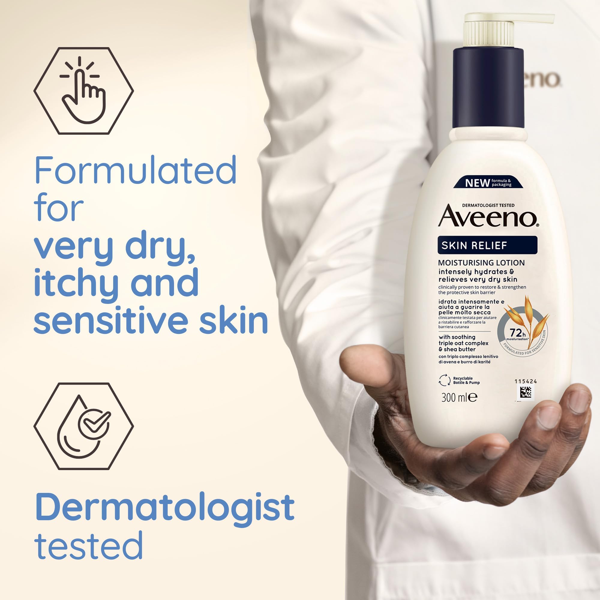 Aveeno Skin Relief Moisturising Lotion For Very Dry Skin, with