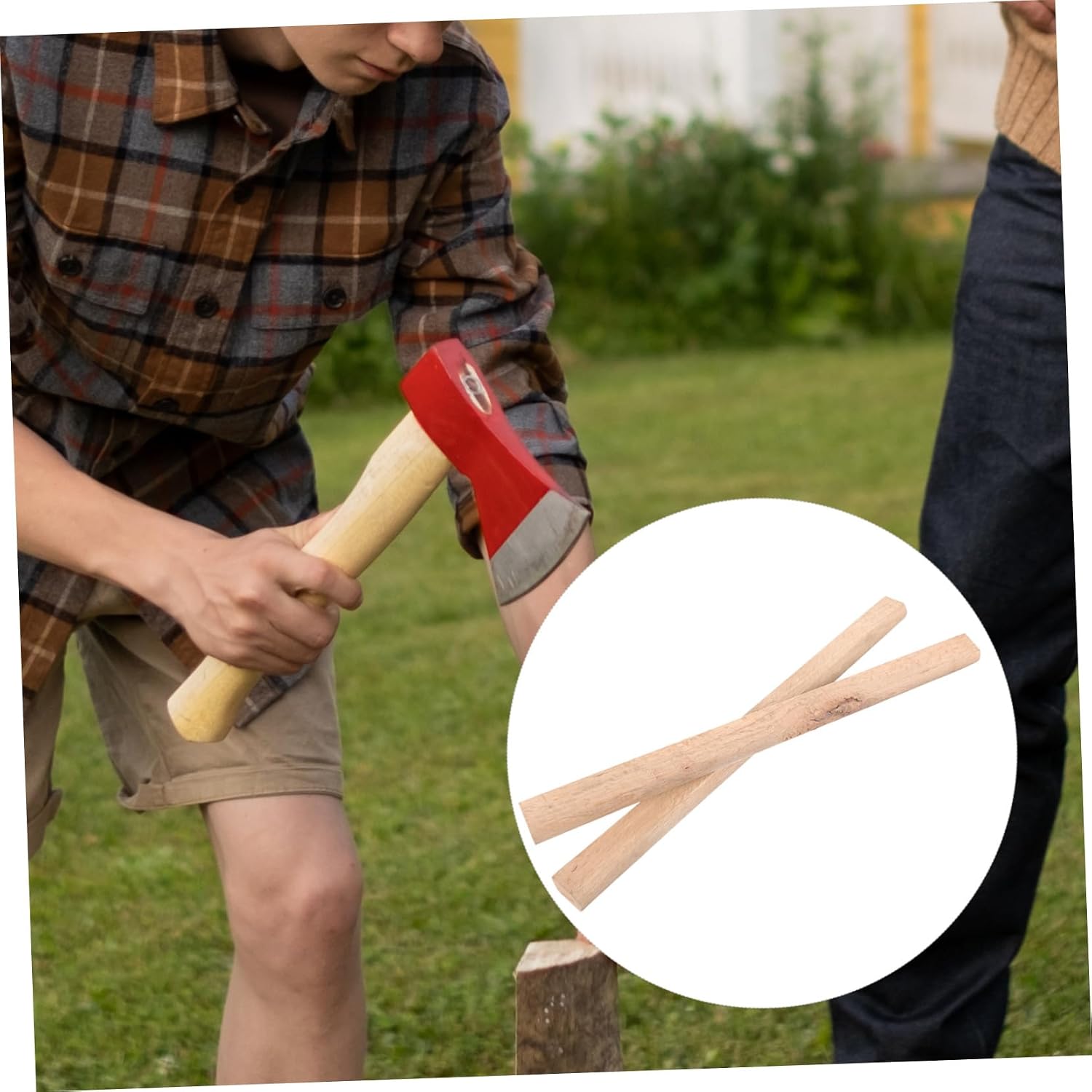 Holibanna 2pcs Wooden Hatchet Handles Replacement Sturdy for Camp Axe Comfortable Grip for Outdoor Work