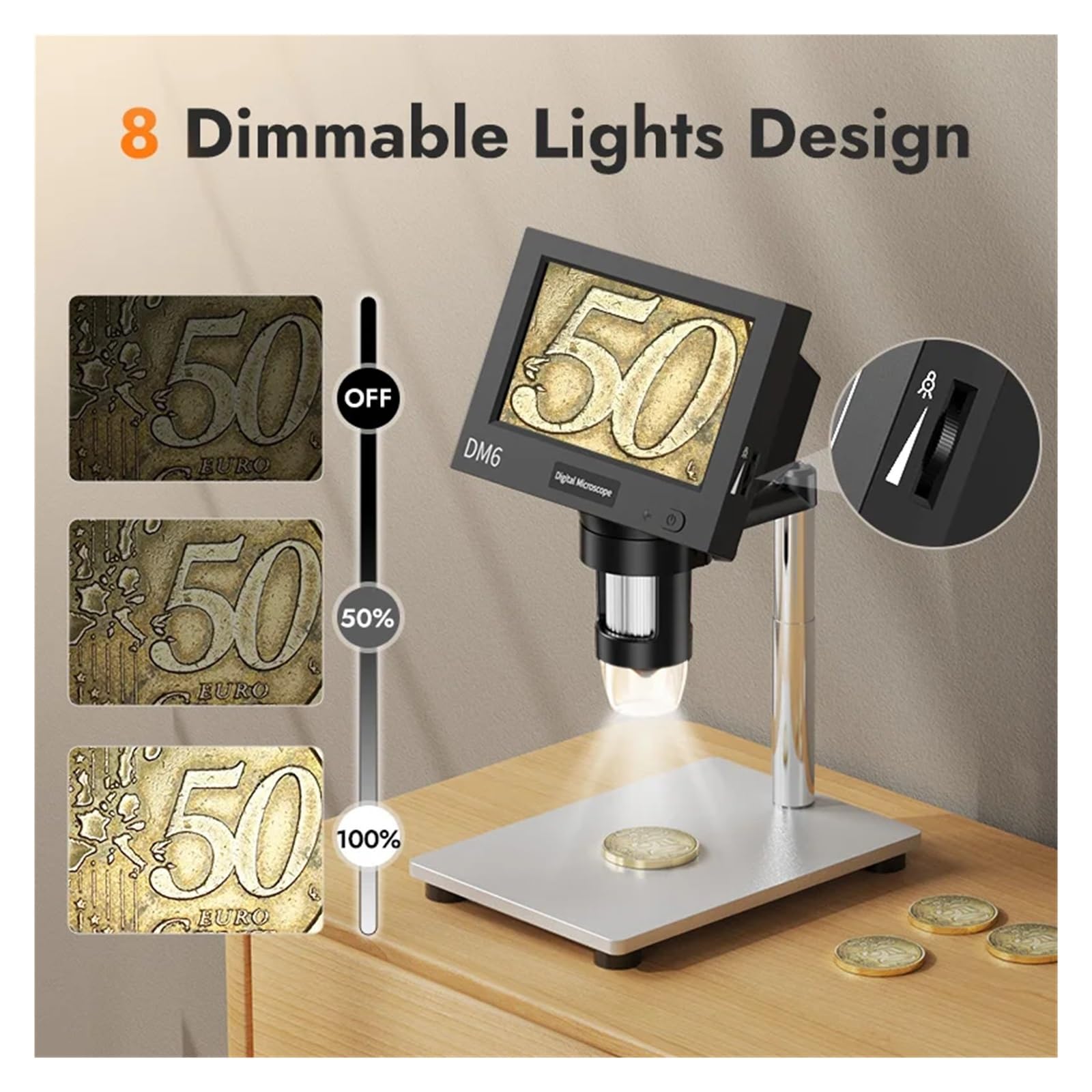 4.3inch LCD Digital Microscope 1000X Video For Adult With 8LEDs Soldering For Repair，pcb，plants