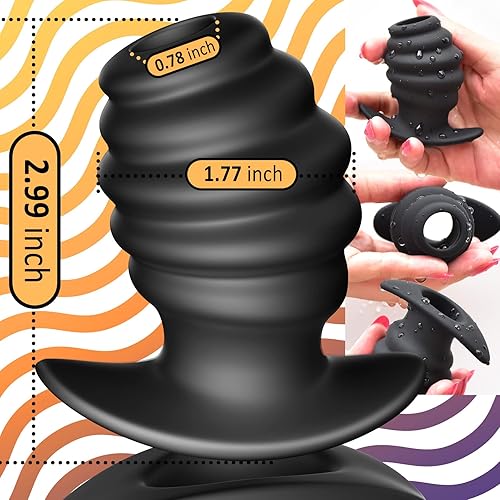 Miniatura 2 de Entrenador de enchufe anal hueco acanalado para un uso cómodo, túnel de culo, túnel de colmena, masajeador de próstata TJIJP juguete sexual con base