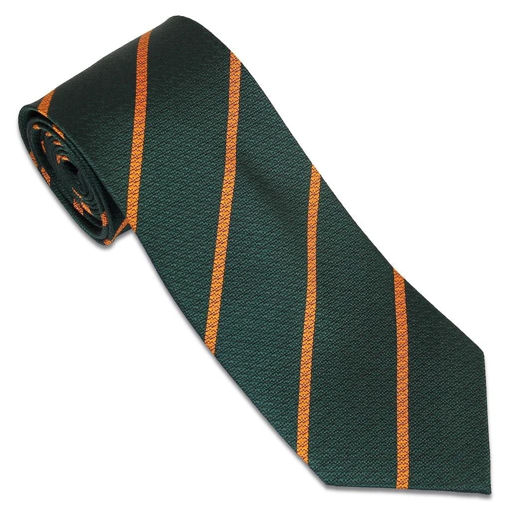 The Regimental Shop Men's Green/Gold Devonshire & Dorset Silk Non Crease Regital Tie