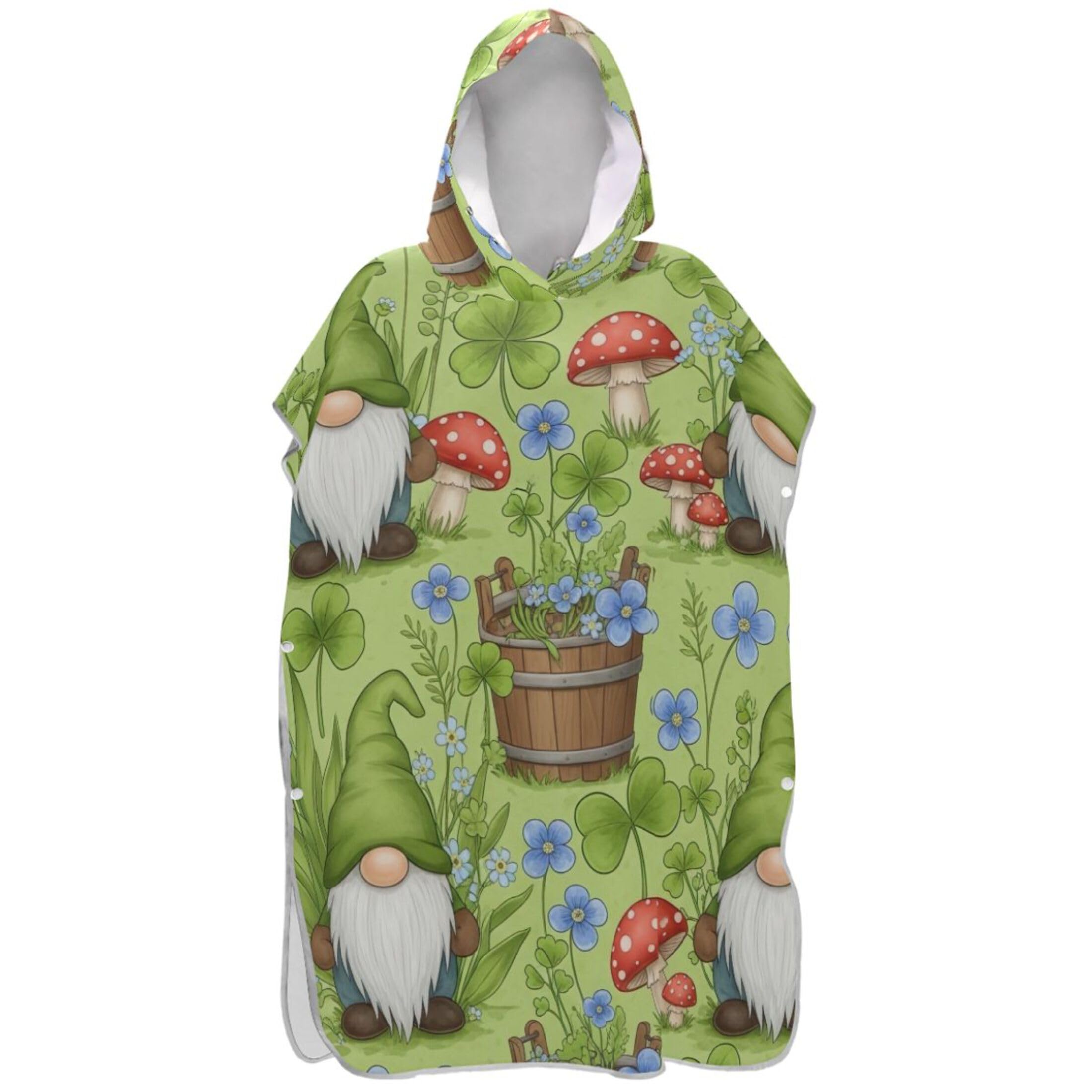 Poncho de surf pour adulte à motif nain de jardin peignoir de plage vert