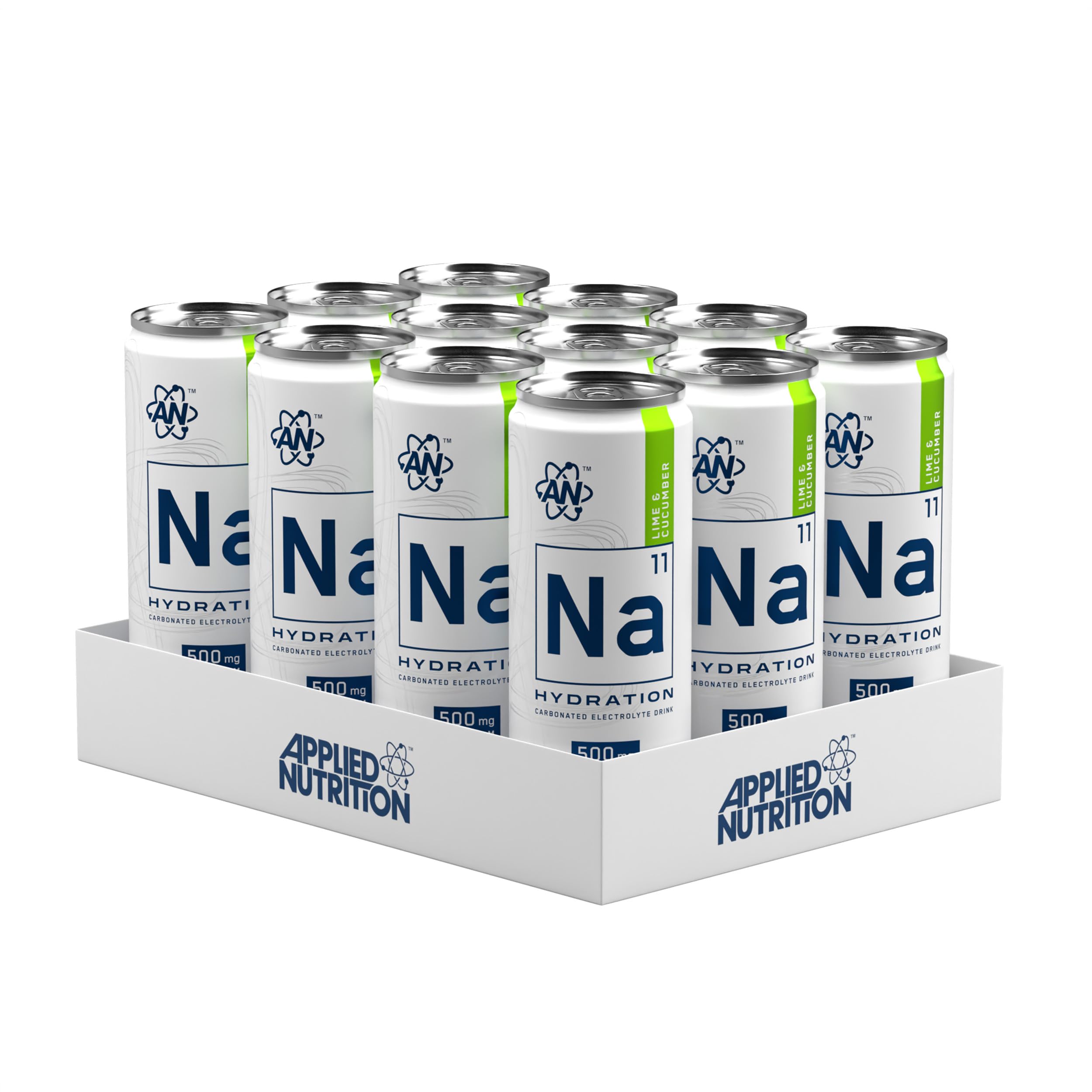 Applied Nutrition Na-11 Hydration Cans - Carbonated Electrolyte Drink, Sugar Free, 500mg Sodium, Magnesium & Potassium with Niacin & Vitamin B12 (12 Cans x 330ml) (Lime & Cucumber)