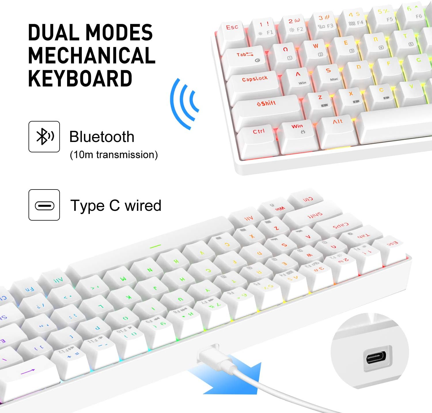 Havit 60 Wireless Mechanical Keyboard and Wired Mouse Bluetooth 5.1