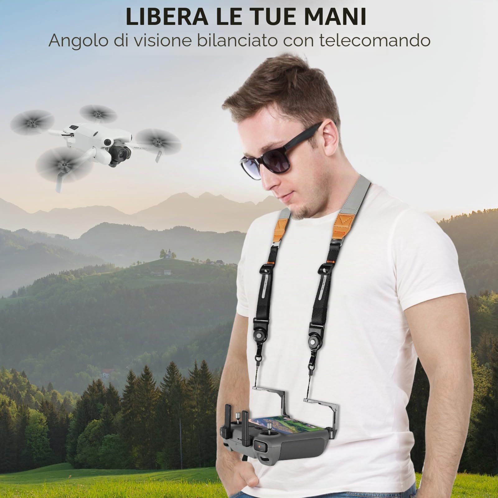 RCstyle Cordino da collo per telecomando DJI RC & RC 2 & RC Pro | Cordino portatile per telecomando DJI Air 3S/Air 3, Mini 4 Pro, 2S, Mini 3/3 Pro, sicuro e confortevole