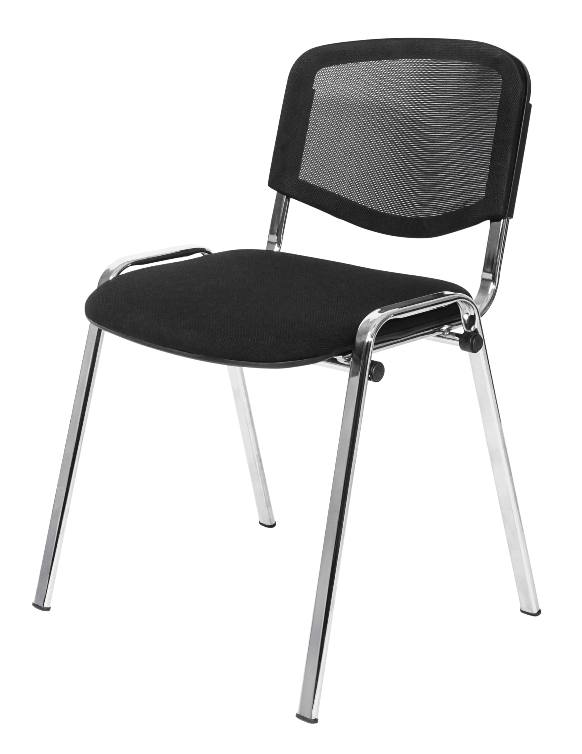 Topsit 4er Set Stapelbare Besucherstühle mit weich gepolsterter Sitzfläche und Rückenlehne aus Netz, Wartezimmerstühle, Metallgestell Bürostühle, Konferenzstühle für Rezeption Pausen Raum (Schwarz)