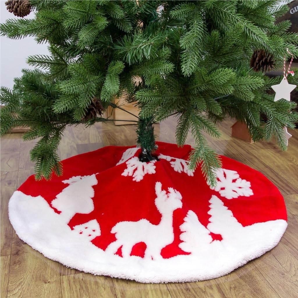 Tree Skirt Christmas Christmas Tree Skirt Christmas Tree Bottom Dress Tree Apron Velvet Cotton Jacquard Christmas Tree Skirt Christmas Tree Skirts(R,122cm)