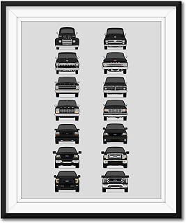 Ford F-150 Generations Inspired Poster Print Wall Art Handmade Decor of the History and Evolution of the F150 (XL XLT SXT FX4 FX2 Limited Lariat Platinum King Ranch) (Unframed)