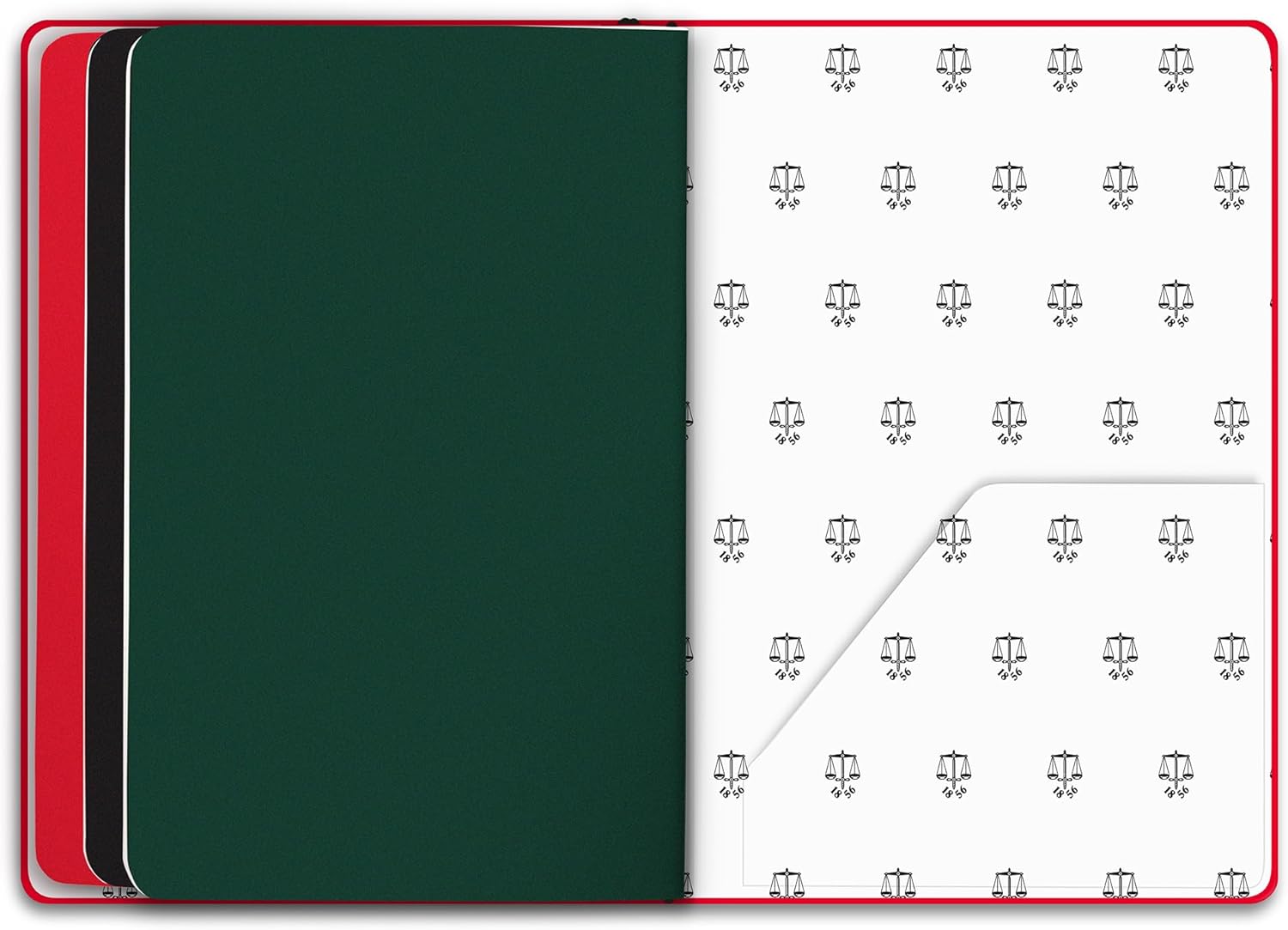 Hunter - Rambler Refillable Notebook, 8.6” X 6” Book with 3 A5 Booklets, 80 Pages Each of Lined Paper, Dot Grid, & Blank Pages for Drawing or Journaling, Elastic Band & Inside Pocket, Hunter Red