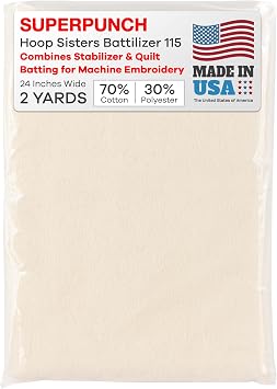 Superpunch Battilizer Cotton Quilt Batting, 24 in x 2 yd, Made in USA