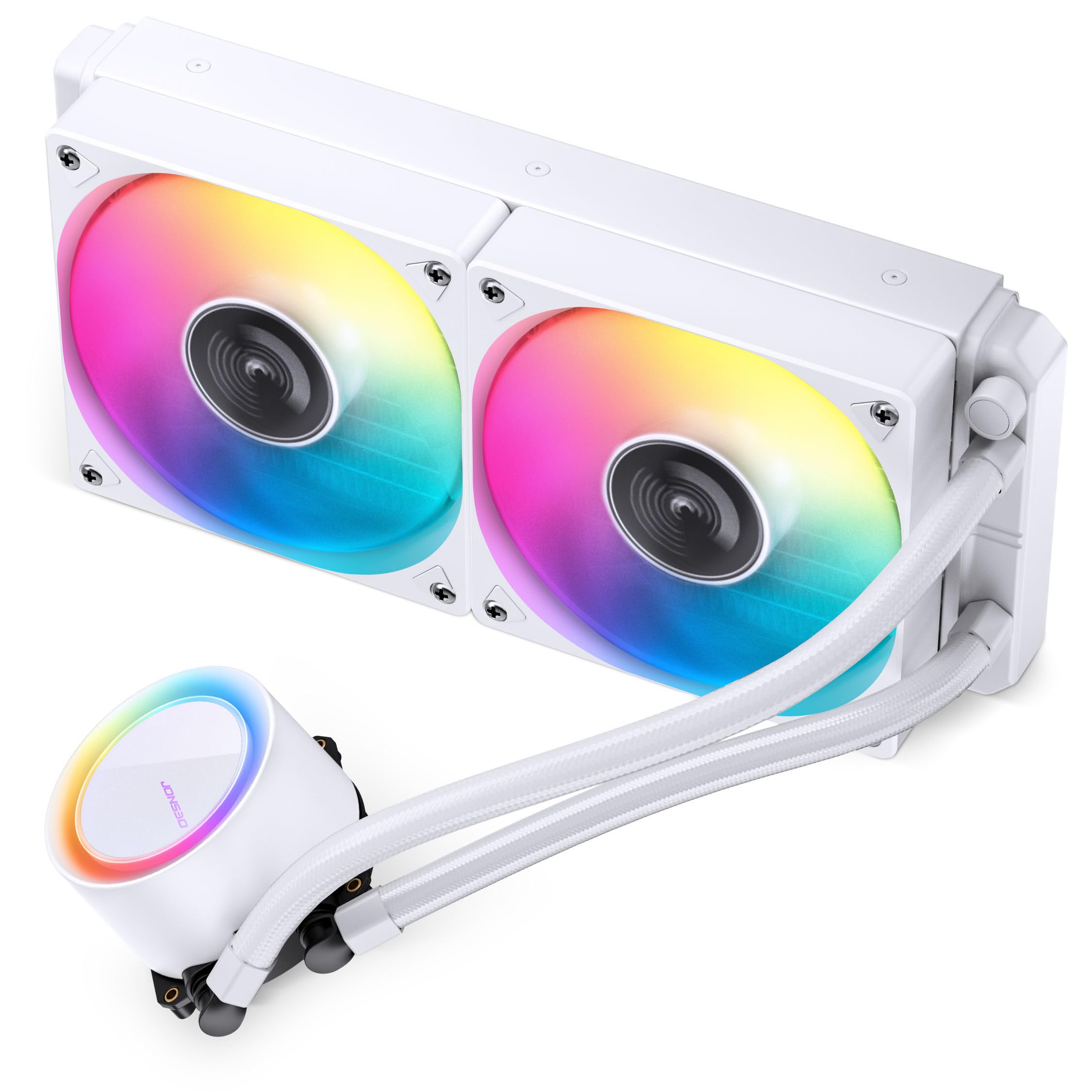 Jonsbo TG-240 AiO chłodzenie wodne – białe, 240 mm CPU chłodnica wody z ARGB, aluminiowym radiatorem i 2 wentylatorami PWM 120 mm