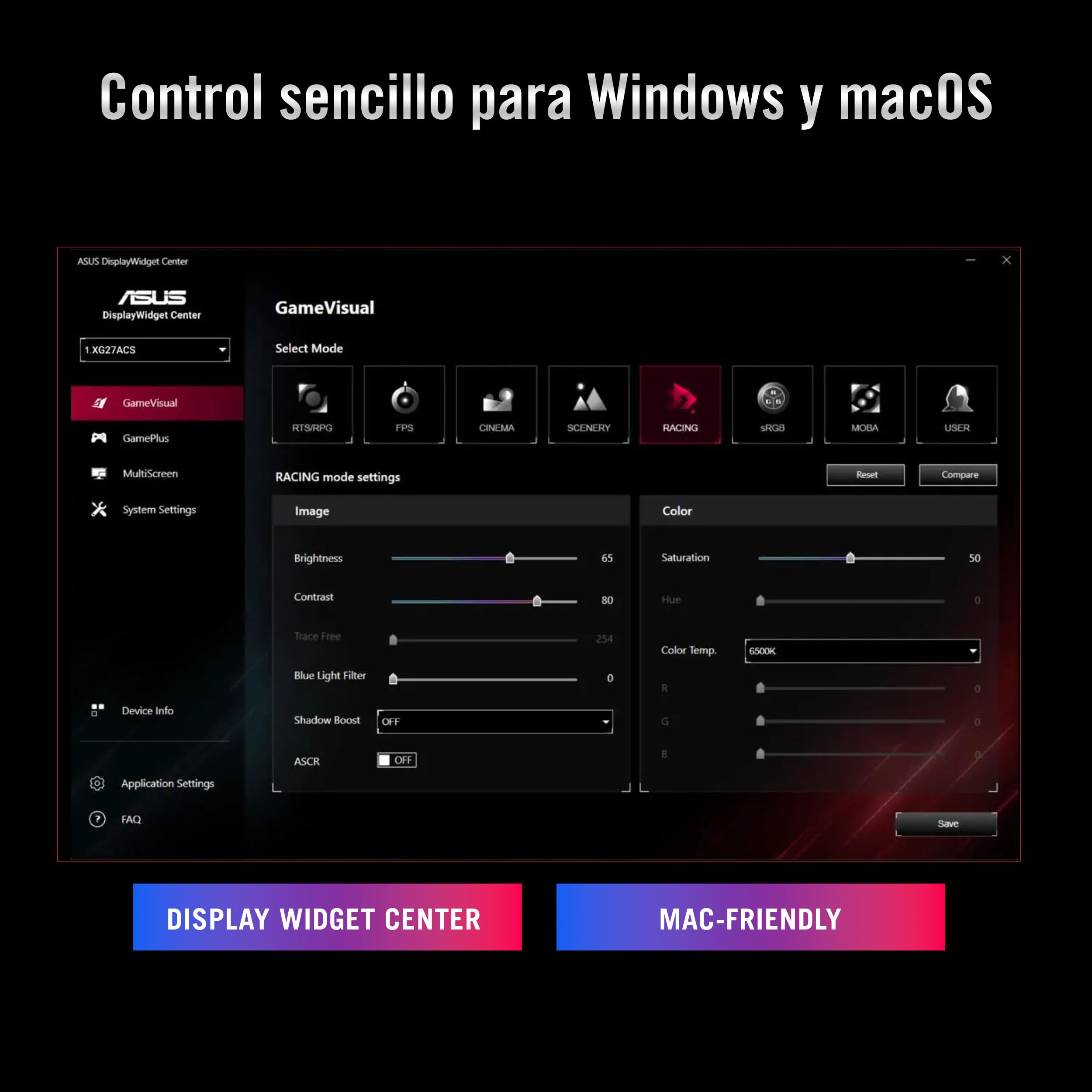 ASUS ROG Strix 5K XG27JCG - Monitor Gaming 5K HDR (5120 × 2880), Dual Mode, G-Sync y AMD FreeSync Premium, ELMB2, VESA DisplayHDR 600, 218 ppi, 95% DCI-P3, DisplayWidget Center, tecnología Gaming AI