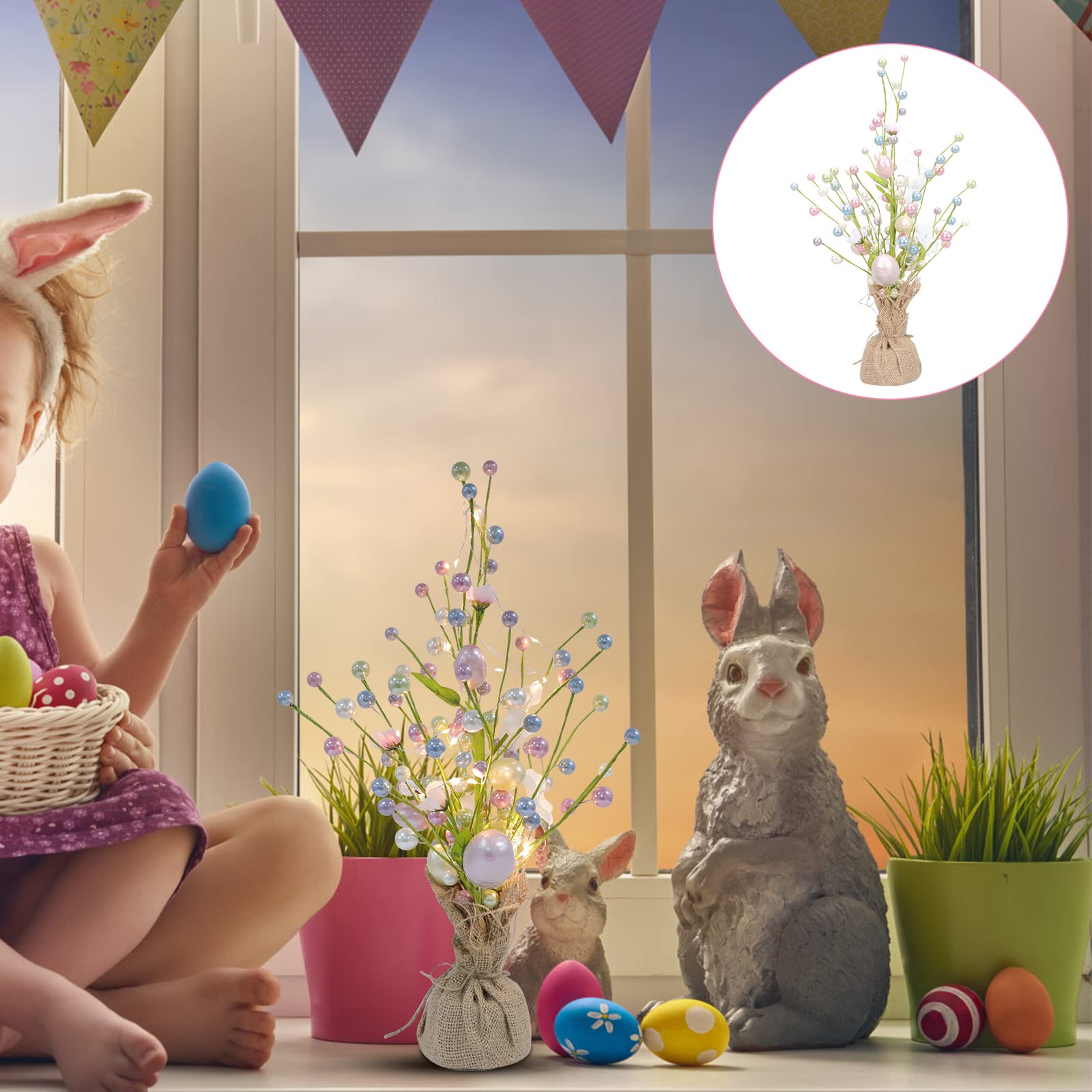 Decorazione incandescente del ramo dell'uovo di Pasqua LED delle uova di Pasqua degli ornamenti dell'albero del partito