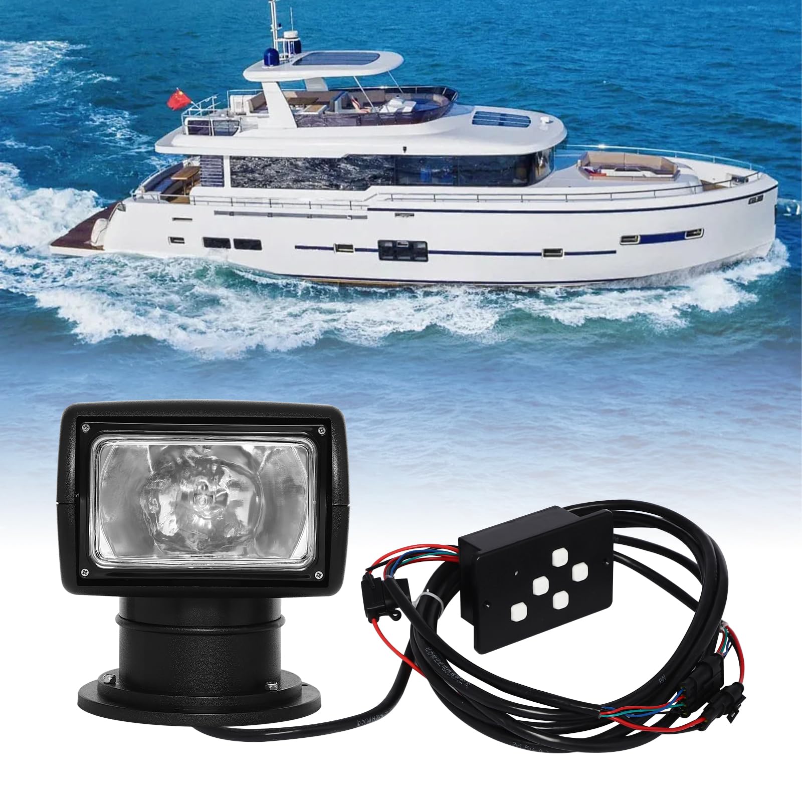 Treeisland Faro da lavoro, 12 V, 100 W, con telecomando, IP66, impermeabile, per barca, yacht