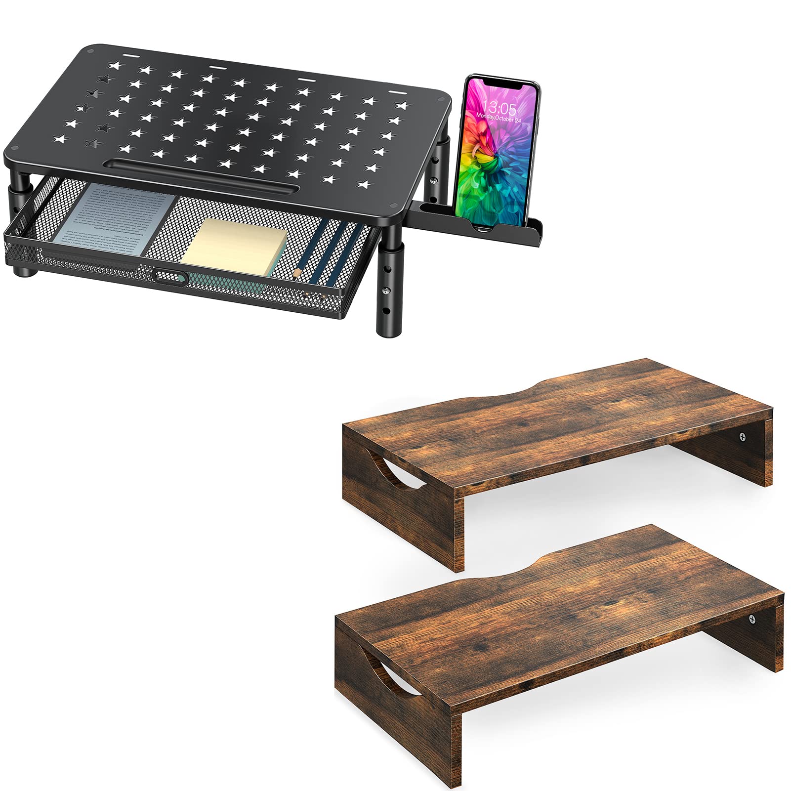 Amazon.com: Zimilar Monitor Stand Riser with Metal Mesh Drawer, Height ...