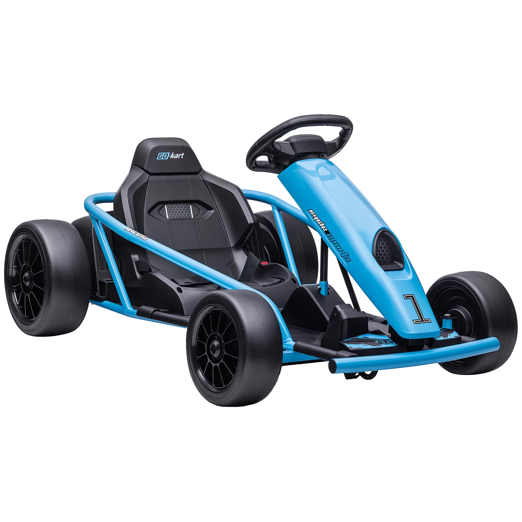 HOMCOM Go Kart Elettrico per Bambini 8-12 Anni 24V 6-13km/h Blu e Nero