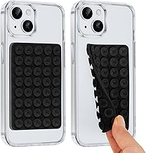 2 x Suction Cups for Mobile Phone in Silicone Double-Sided and Versatile Hands Free Suction Phone Holder for All Phone Models Durable and Easy to Use (Black)