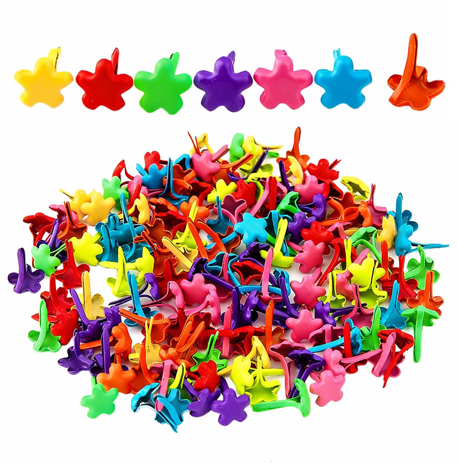100Pcs Split Pin, Gold Star Paper Pins,Split Pins for DIY Crafts, Scrapbooking, Office Use, Notice Board Pins, Rotating Craft Accessories (100pcs（Colorful）)-image-12