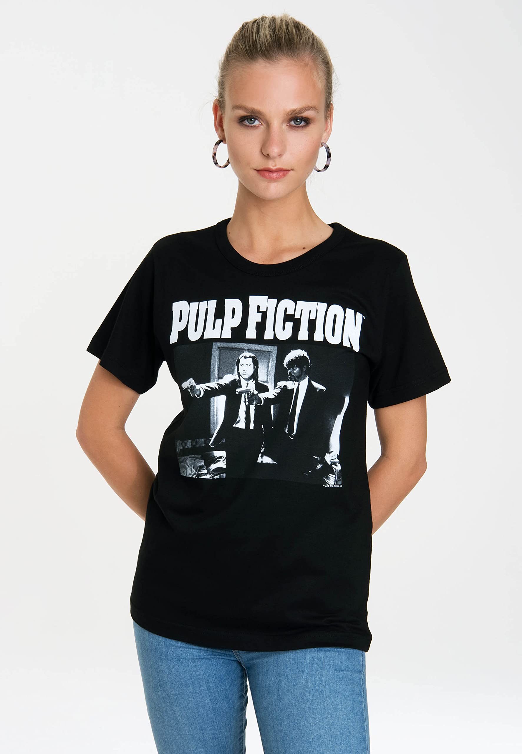 LOGOSHIRT - Pulp Fiction - Vincent Vega & Jules Winnfield - Logo - T-Shirt Uomo - Nero - Design Originale Concesso su Licenza