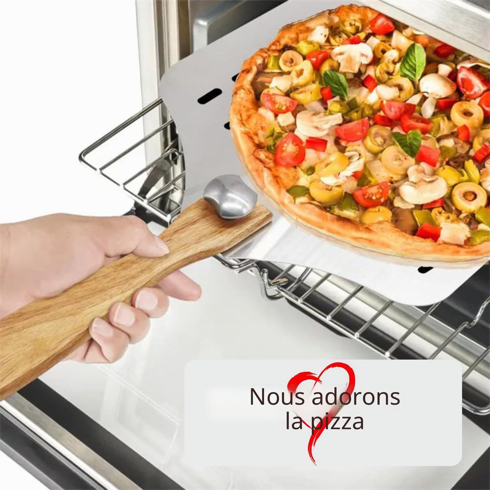 Antech Pelle à Pizza Perforée en Aluminium -Léger avec Manche Repliable - Perforation Professionnelle pour une Cuisson Parfaite – Idéale pour Four Domestique – Schaufel aus dickem Aluminium