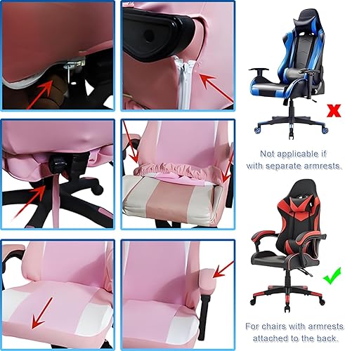 Miniatura 7 de Fundas para sillas de juegos gruesas, elásticas, para asiento de silla de juegos con 2 fundas para reposabrazos (azul, estilo 1)