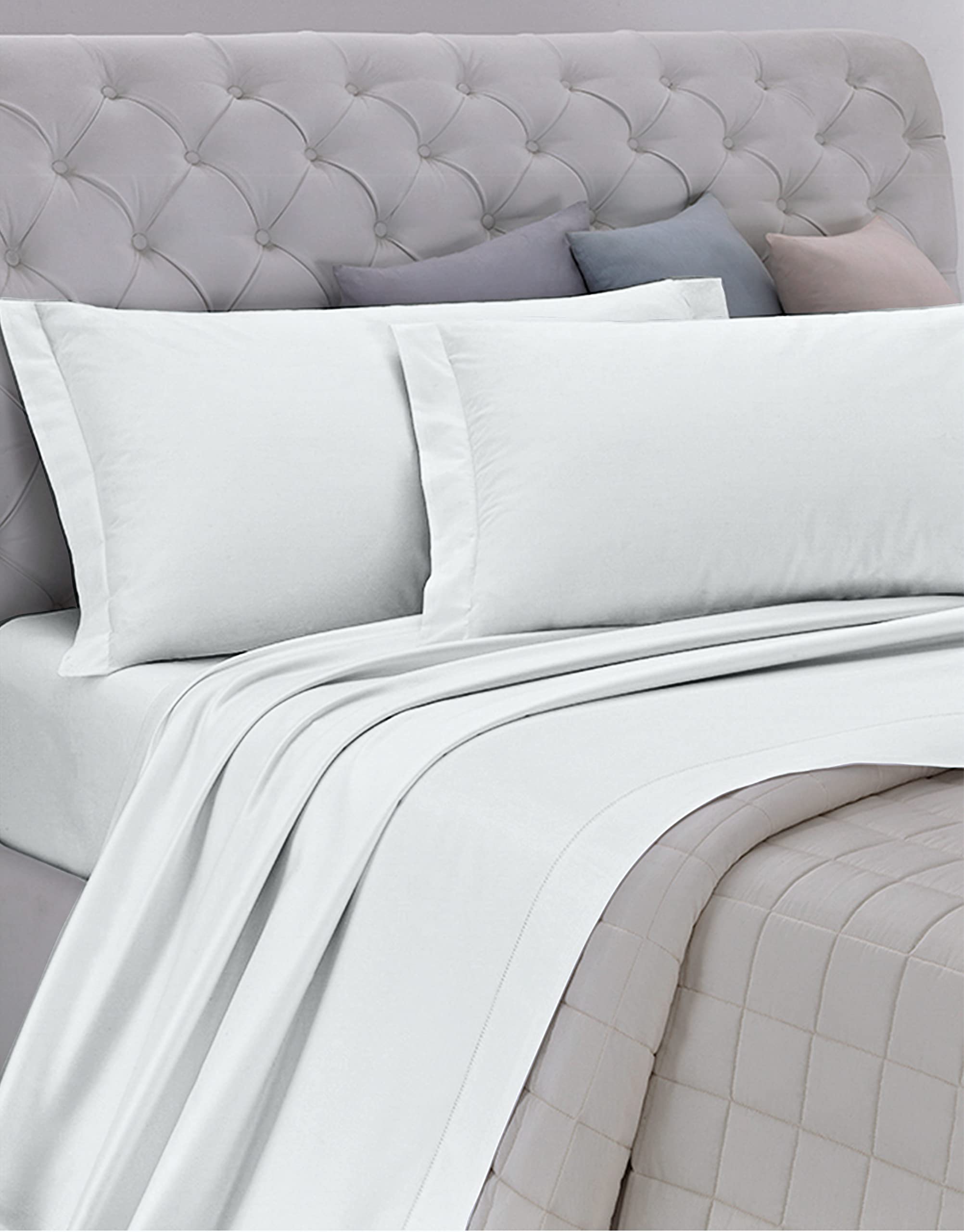 Juego de sábanas de franela italiana 100% algodón gris claro para cama de matrimonio