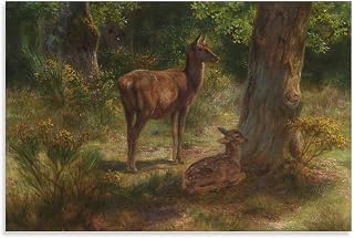 Les Cerfs Et Les Fauves Dans Un Bois Realism Art Paintings Animal Paintings by Rosa Bonheur Gifts Canvas Painting Poster Wall Art Decorative Picture Prints Modern Decor Framed-unframed 16x24inch(40x6