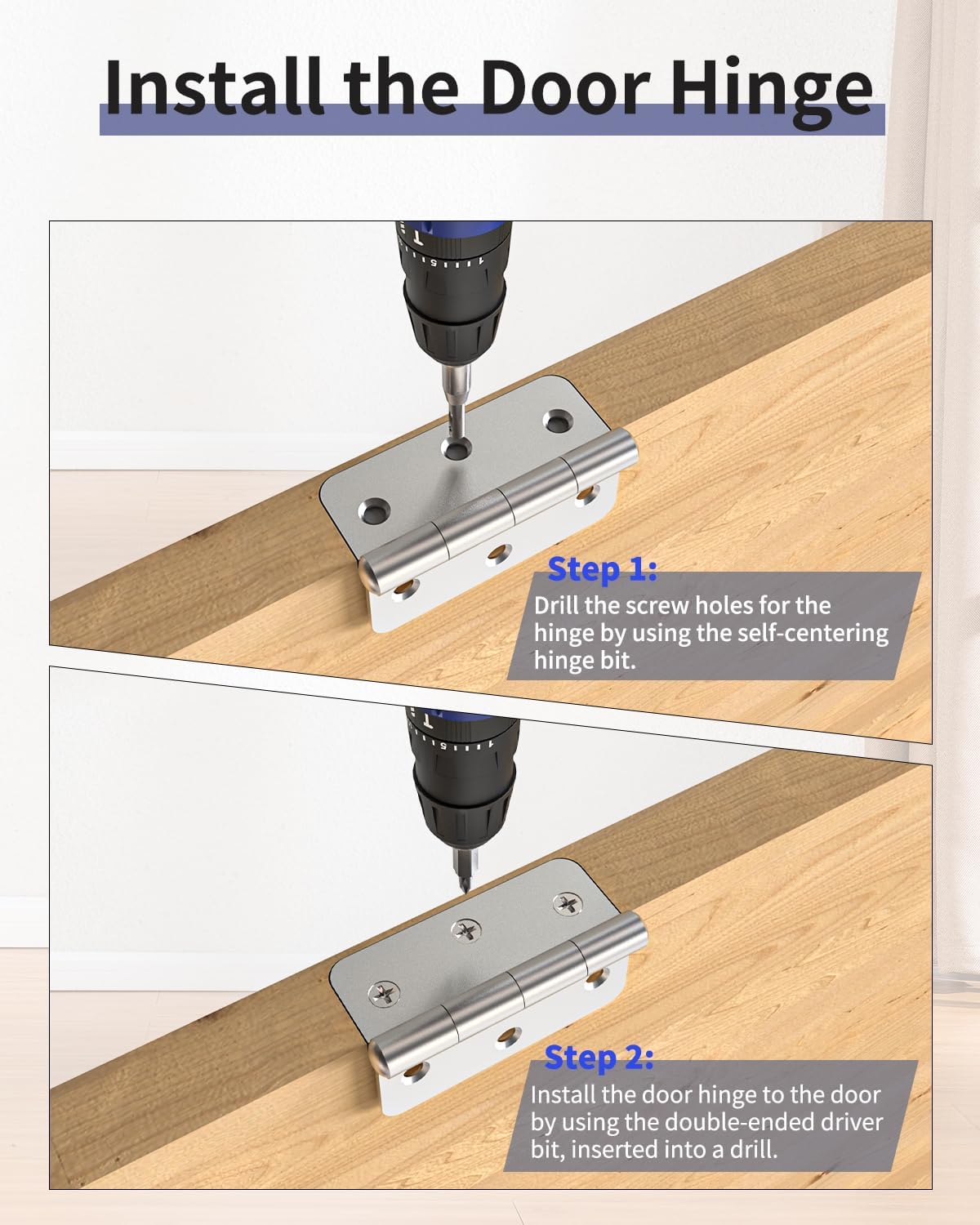 Door Hinge Jig, Door Hinge Mortiser, Router Template Fits for Door Hinges Kit Fits 3” to 5” Length and 1/4” or 5/8” Thickness, Black