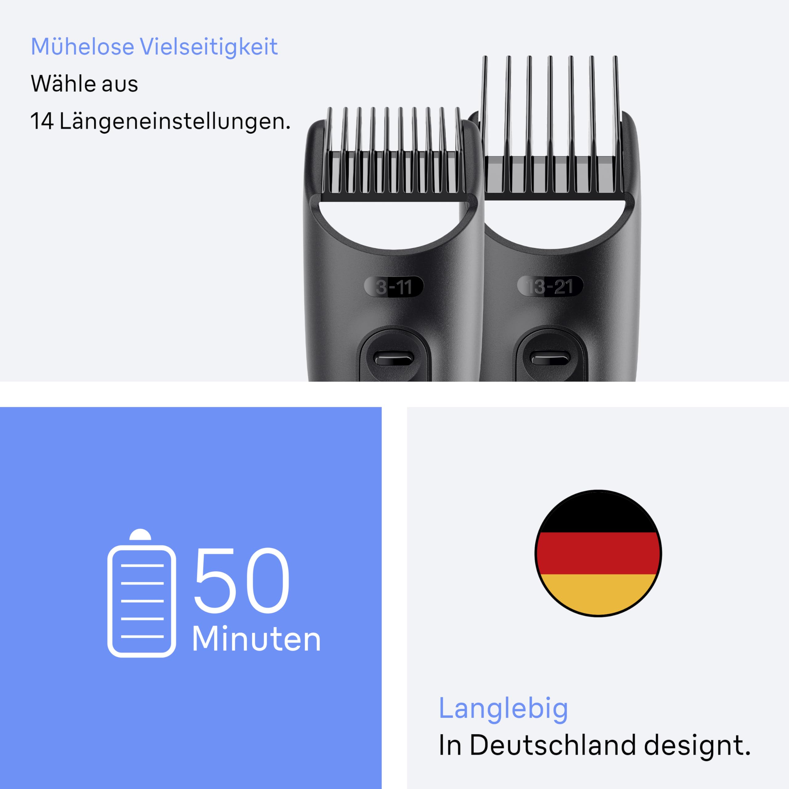 Braun All-in-One Series 3 Trimmer, 4-in-1 Multigroom, Barttrimmer, Haarschneidemaschine, Präziser Schnitt für Bart und Haare, 50 Min Akku, 14 Längeneinstellungen, AIO3500, Grau