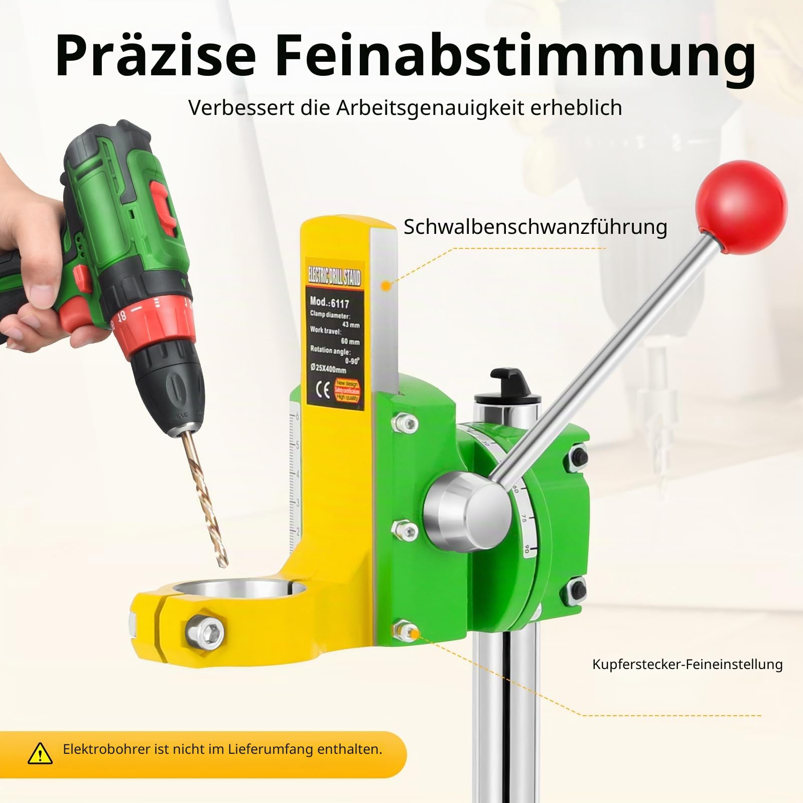 Bohrständer, Bohrmaschinenständer mit Handgriff, Ständer für Bohrmaschine, Stabil, Passend für Viele Modelle, Standbohrmaschine für Hardware-Verarbeitung, Formenbau
