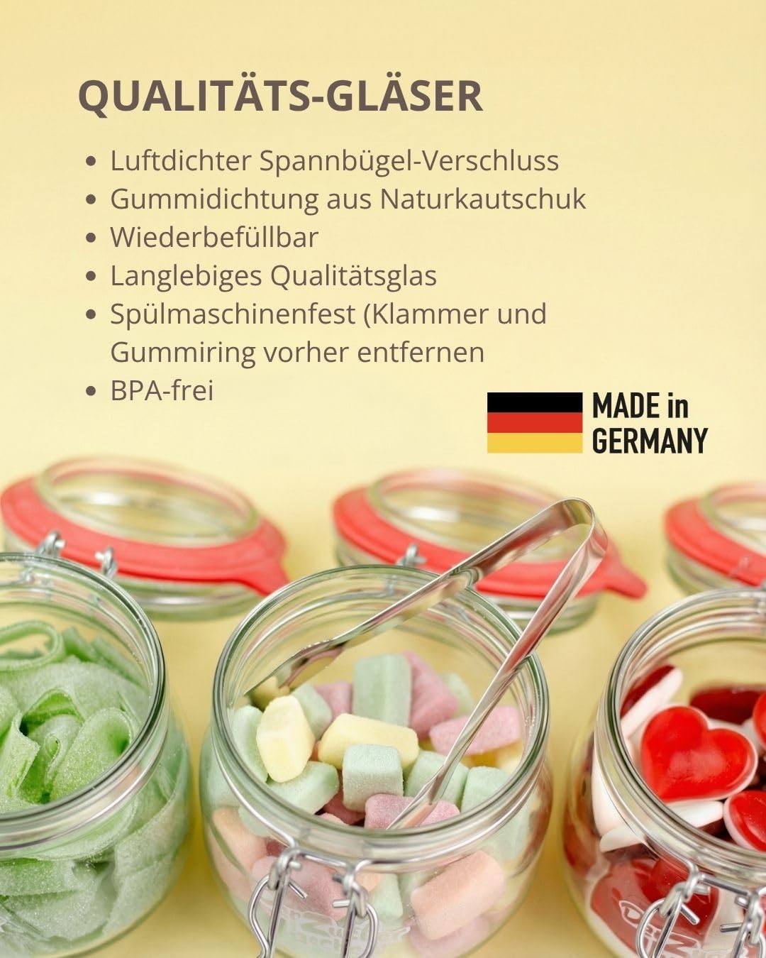 Der Zuckerbäcker Fertige Candy-Bar, Gläser gefüllt mit Süßigkeiten - Candybar Zubehör Set inklusive, Candy Bar Süssigkeiten für Hochzeit, Geburtstag