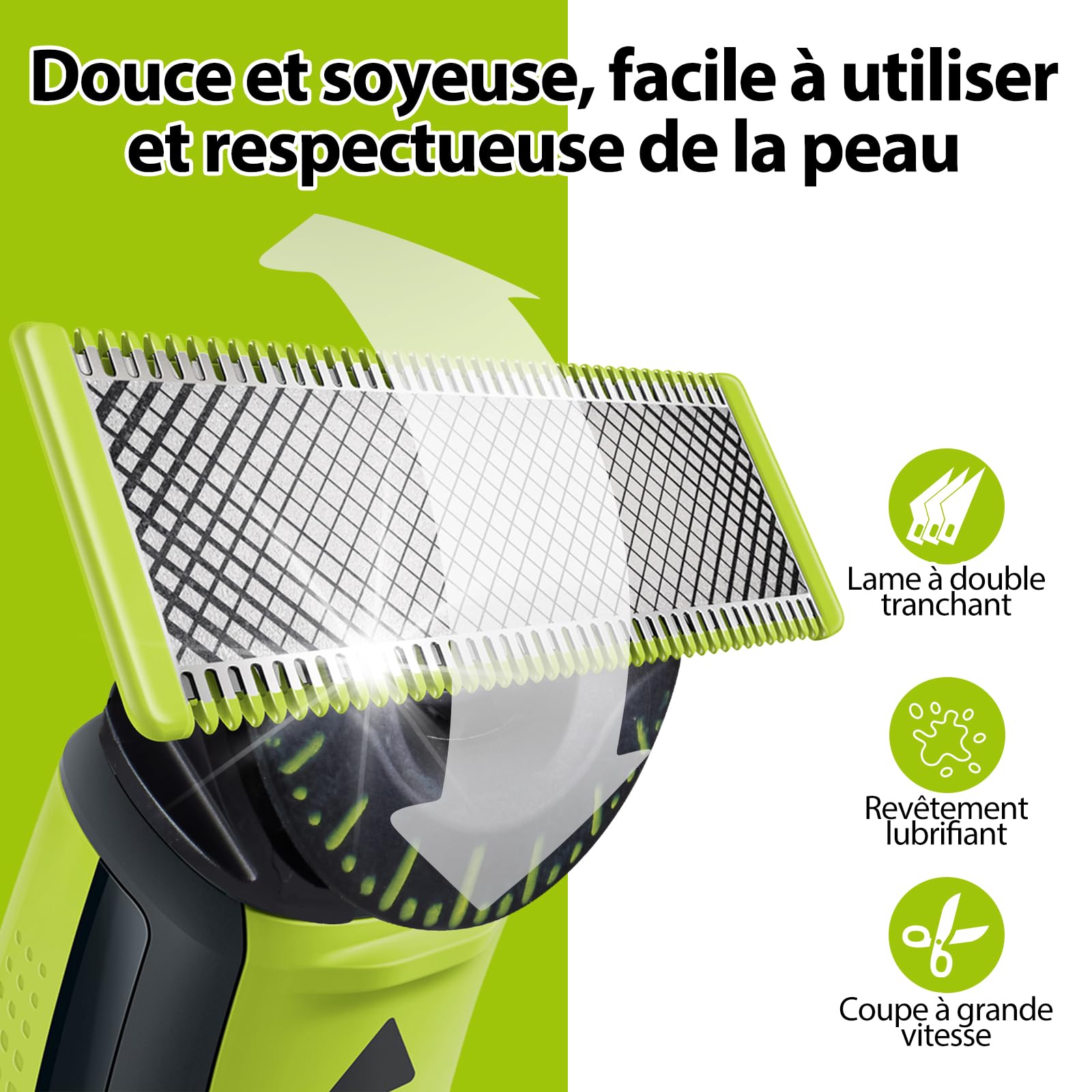 Lames de rechange pour Philips OneBlade | Lot de 3-360 lames OneBlade de rechange, pour la taille de la barbe et du corps. Lames en acier inoxydable de haute qualité, sûres et durables