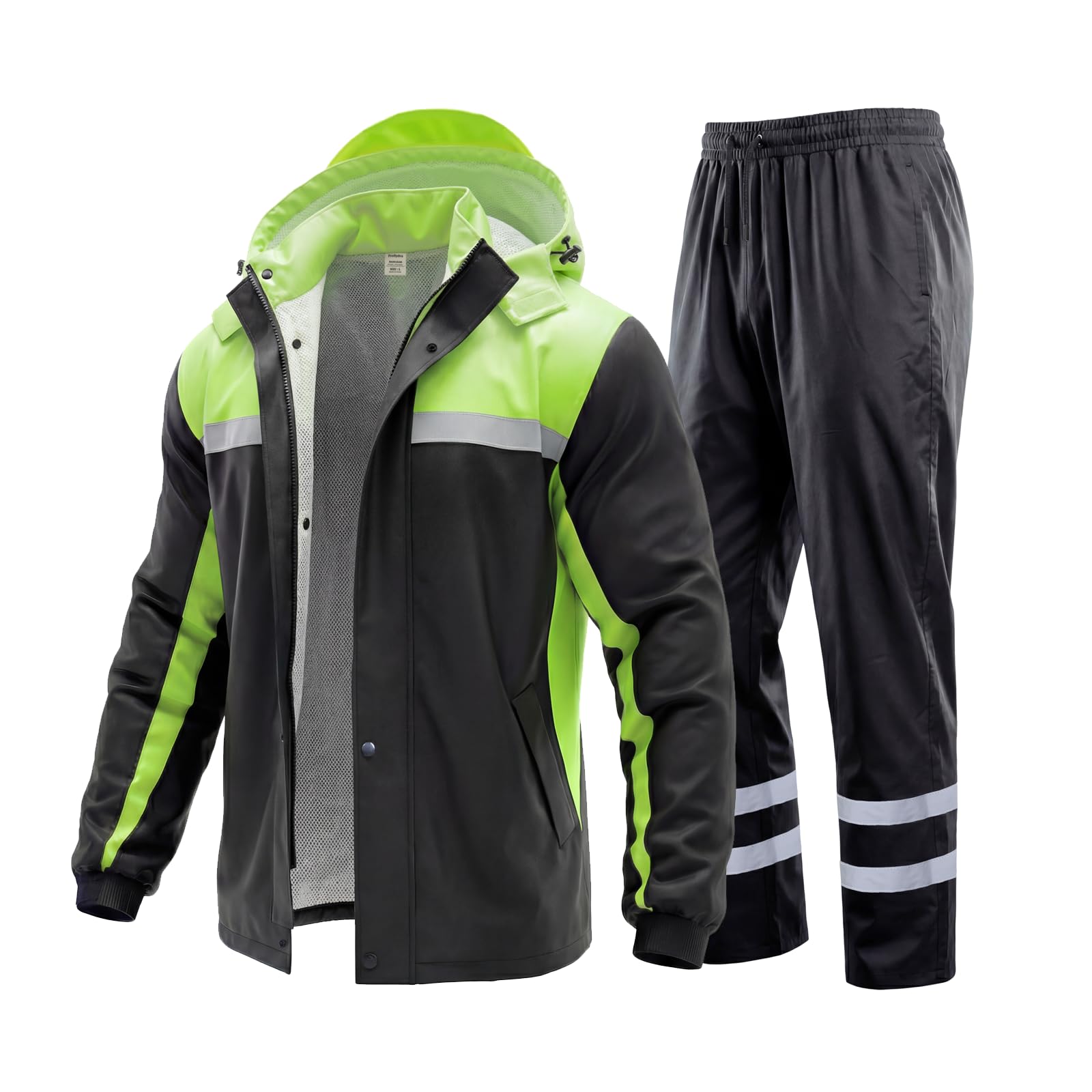 Mens Rain Suits with Air Vents Reflective Waterproof Rain Gear Breathable Jacket Pants