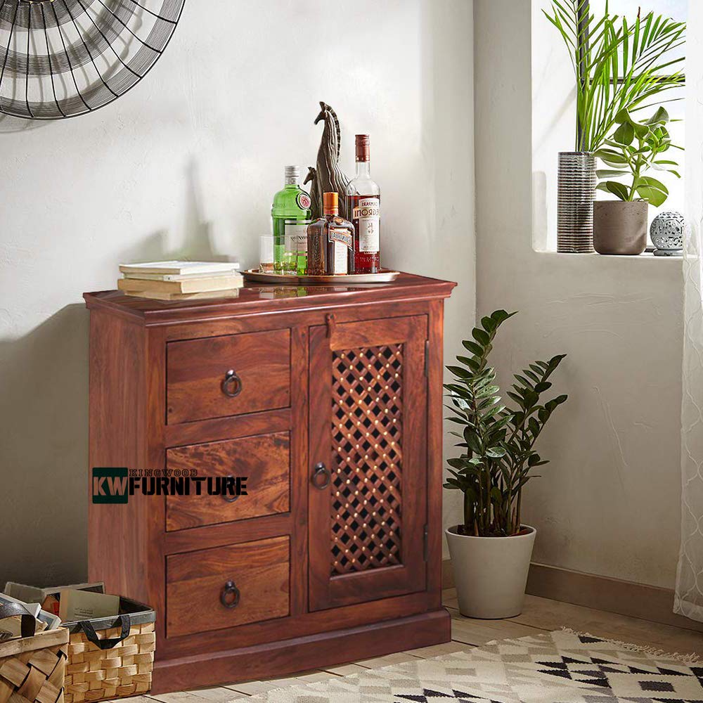 KINGWOOD FURNITURE Rajasthani Storage with Single Door & 3