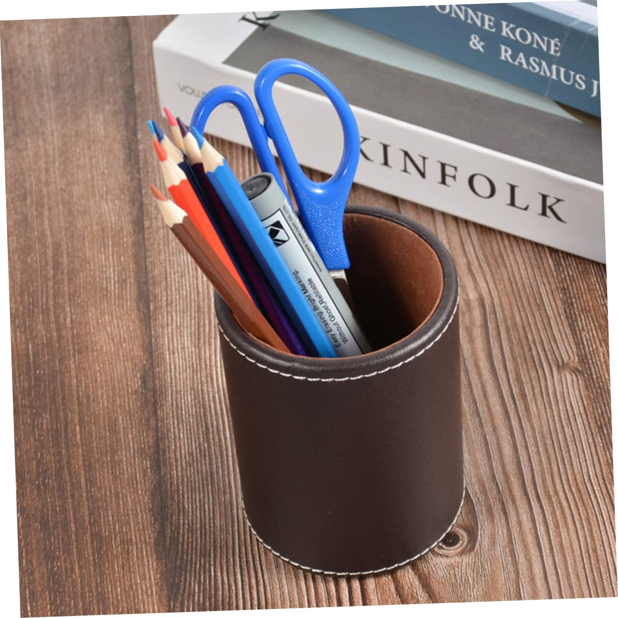 Alipis 3pezzi Portapenne Pelle Per Scrivania Organizer Elegante Per Occhiali e Cancelleria Portabicchieri Multifunzionale Cuoio Per Ufficio e Casa