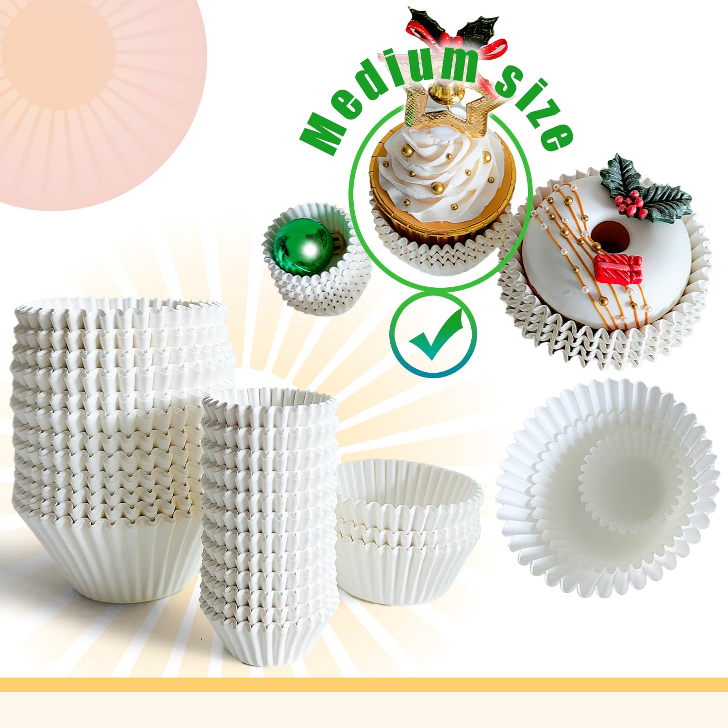 1500 Pirottini Grandi Per Cupcake E Muffin - Bianchi, Scanalati, 5,3 X 4,8 Cm - Adatti A Forno, Microonde E Freezer Fino A 232°C