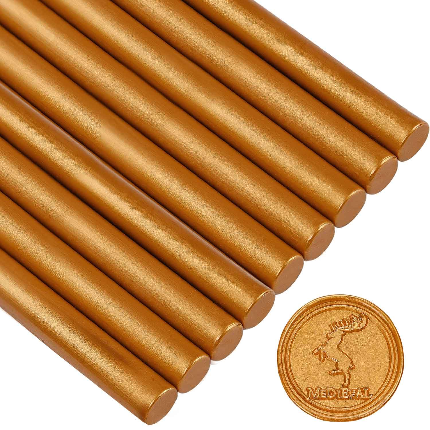 Amber Gold Wax Seal Sticks for Standard Size Hot Melting Glue Gun - Pack of 12
