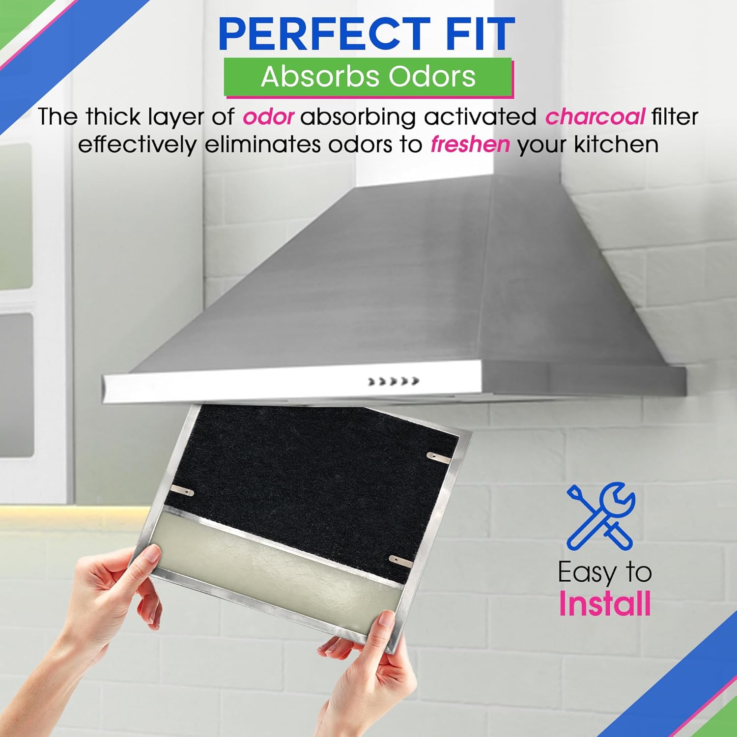 Range Hood Charcoal Filter 7.75” x 10.5” - Fits Broan and Nutone BP58 For 43000 Series Range Hoods - Broan Range Hood Filter Replacement - Carbon Stove Vent Fan Filters Removes Kitchen Odors (3-Pack) - Image 5